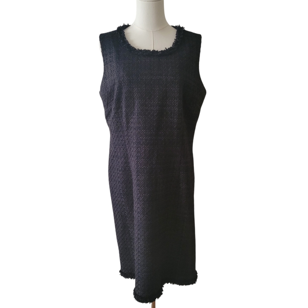 Talbots Black Sleeveless Tweed Retro‎ Shift Dress Size 14